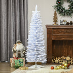 5' Decorated Christmas Tree Snow Flocked Artificial Christmas Tree with Pencil Shape, Realistic Branches, White