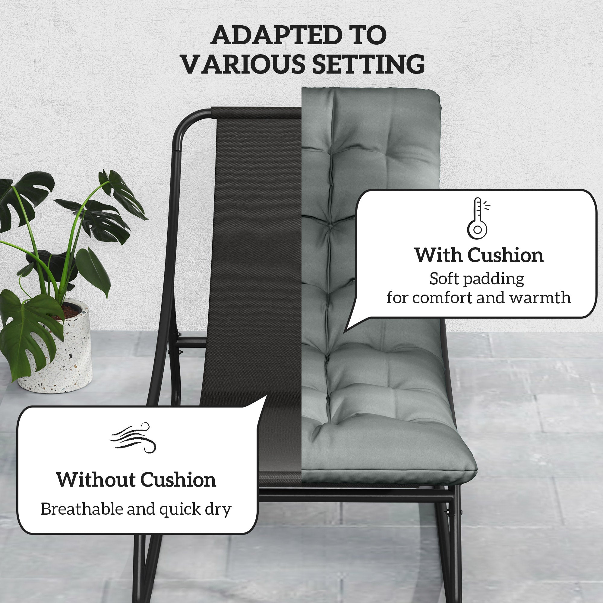 2 Pieces Outdoor Patio Rocking Chairs, Rocking Porch Chairs with Mesh Deep Seats for Indoor, Porch, Balcony, Dark Gray