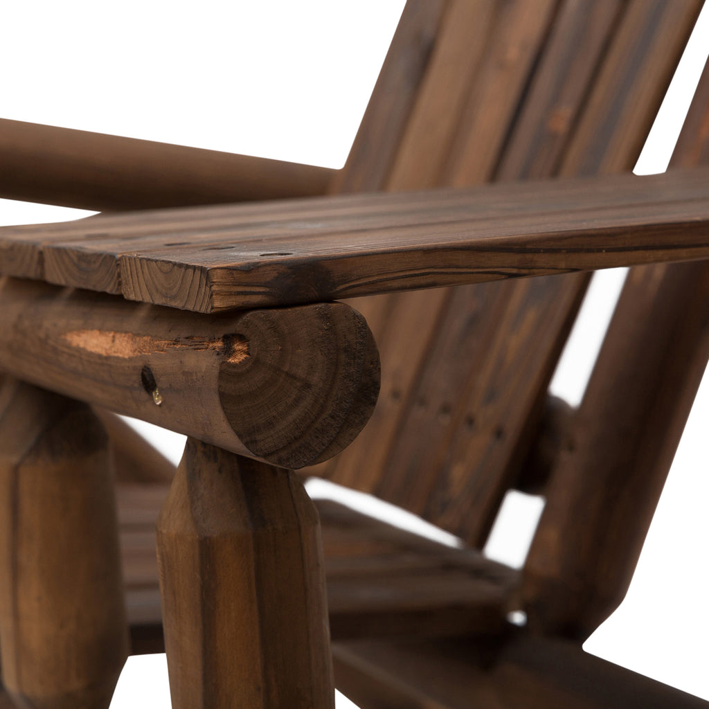 Wood Adirondack Patio Chair Bench with Center Coffee Table, Perfect for Lounging and Relaxing Outdoors Carbonized
