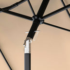 Double Sided Patio Umbrella, 9.7' Large Outdoor Market Umbrella with Push Button Tilt and Crank, 3 Air Vents and 12 Ribs, for Garden, Deck, Pool, Brown