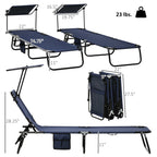 Chaise Lounge Pool Lounge Chairs Set of 2,Outdoor Sun Tanning Chairs,Reclining Back,Steel Frame and Side Pocket,Blue