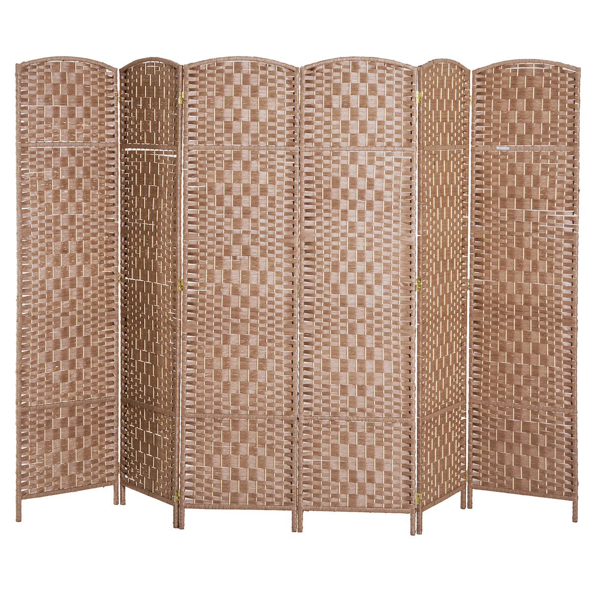 Room Divider 6 Panel, 6FT Tall Folding Privacy Screen, Freestanding Hand-Woven Partition for Room Separation with 360° Hinges, Paper Rope Diamond Weave, Natural