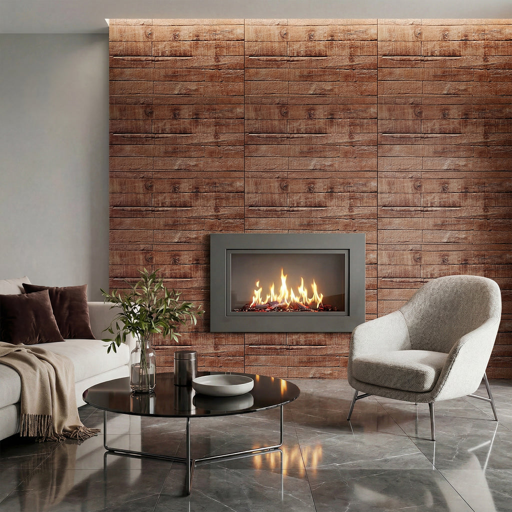 8-Pack 3D Faux Wood Wall Panels, Lightweight Polyurethane Panels for Interior and Exterior Accent Walls, Brown