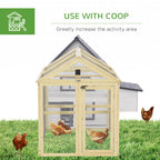 Wooden Chicken Run, Combinable Design with Perches, 4.6' x 2.8', Nature Wood