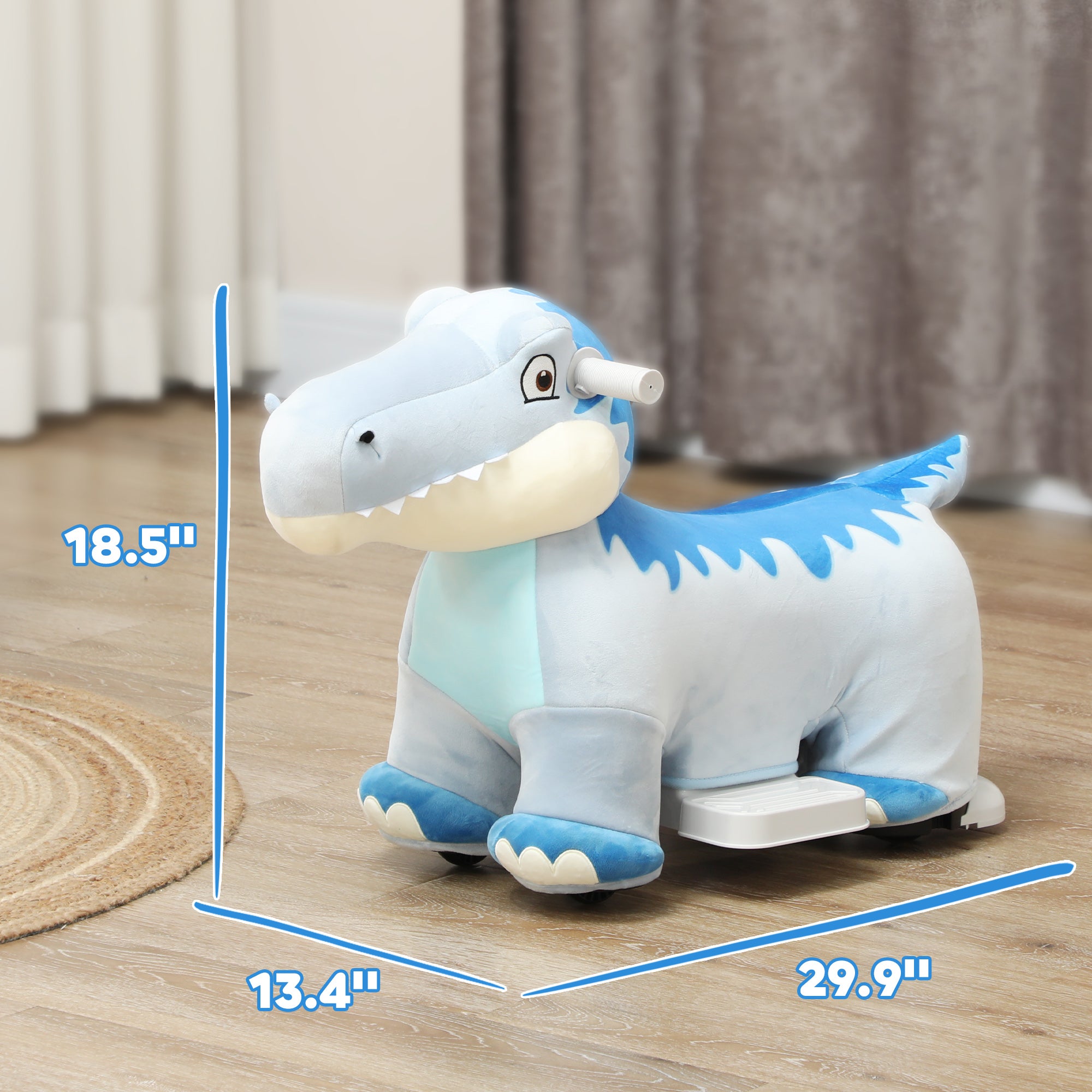 6V Kids Electric Ride on Animal Tyrannosaurus with Music Forward for Aged 18-36 Months, Blue