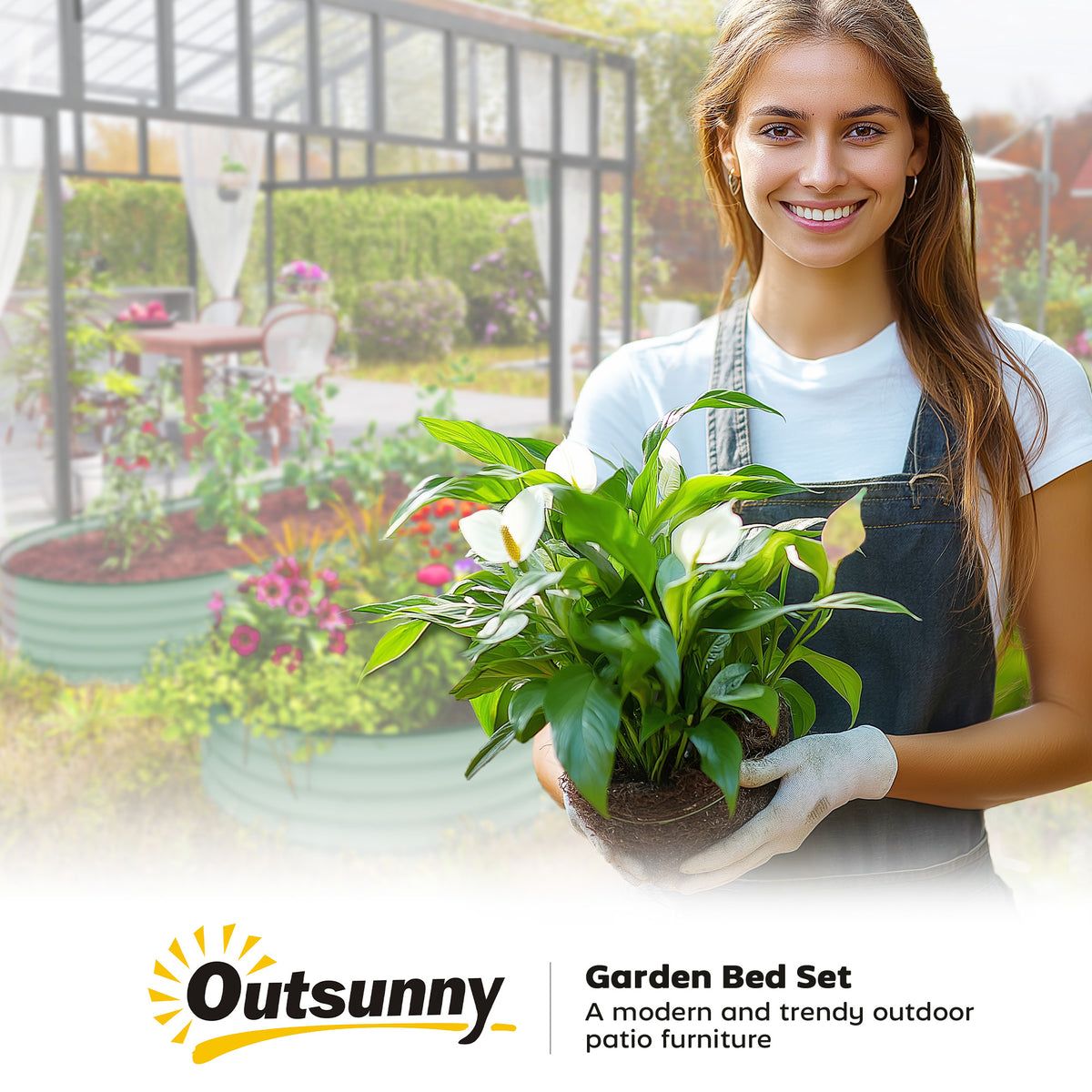 7' x 3' x 1' Raised Garden Bed Set, 2PCS Raised Beds for Gardening with Metal Plant Stakes, Green