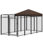 Dog Kennel Outdoor with Waterproof Canopy, Dog Run with Galvanized Chain Link, Secure Lock, for Backyard and Patio, Large and Medium Sized Breeds, Chickens, Ducks, 9.3' x 4.6' x 5.2'