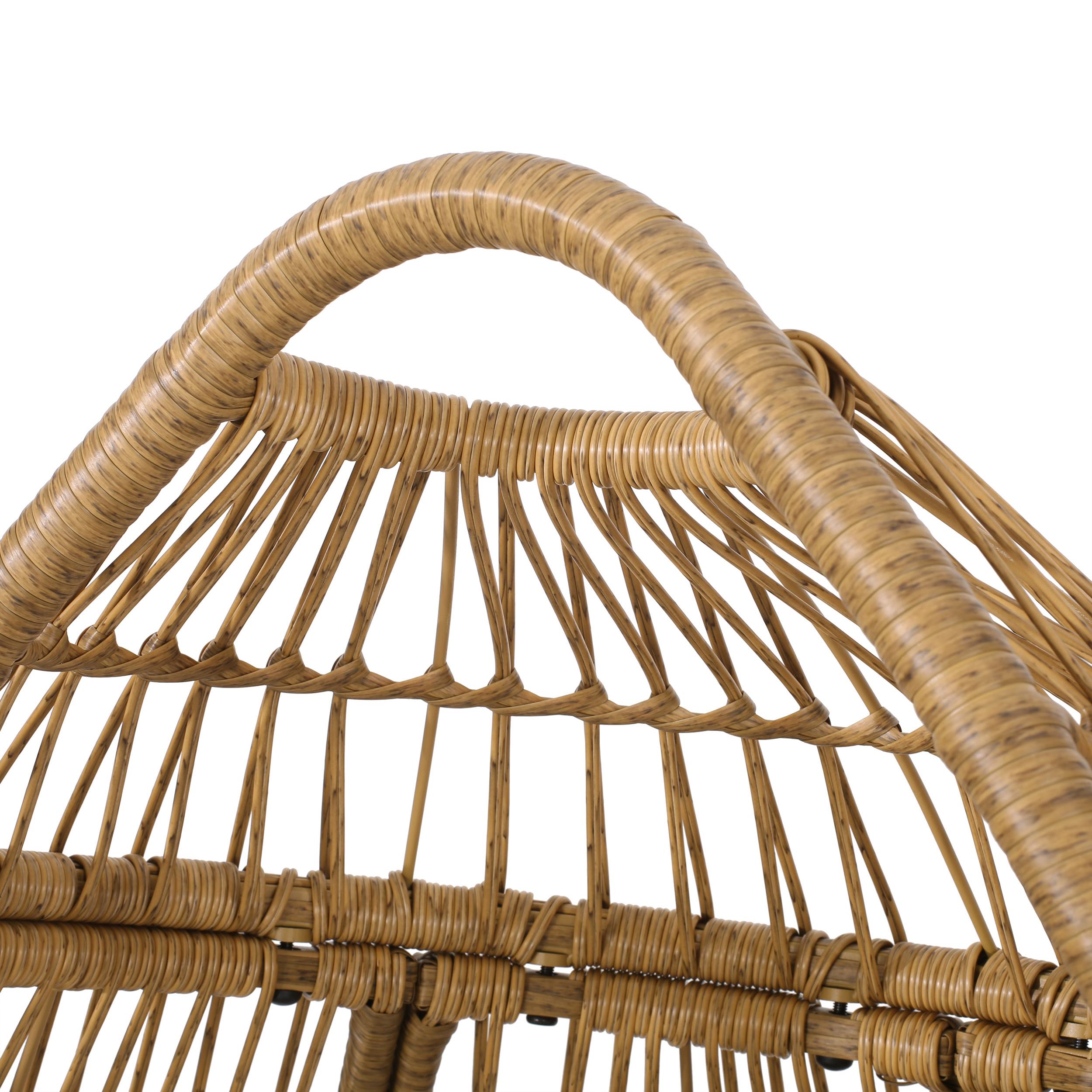 Outdoor Teardrop Wicker Patio Chair with Water-Resistant Cushions, Hand-Crafted Faux Rattan, 37" L x 28" W x 62" H, Natural