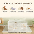 Pet Playpen DIY Small Animal Cage Open Enclosure Portable Plastic Fence 12 Panels for Guinea Pig Hedgehog White, 18" x 14"