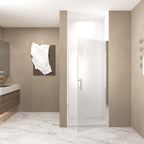 28" Pivot Shower Door with Safety Film and Tempered Glass, Bathroom Door with Stainless Steel Handle, 28" L x 0.5" W x 72" H, Brushed Nickel