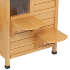 2-story Cat House Outdoor, Weatherproof Wooden Cat Enclosure for Feral Cats with Escape Door, Openable Roof, Jumping Platforms, Natural