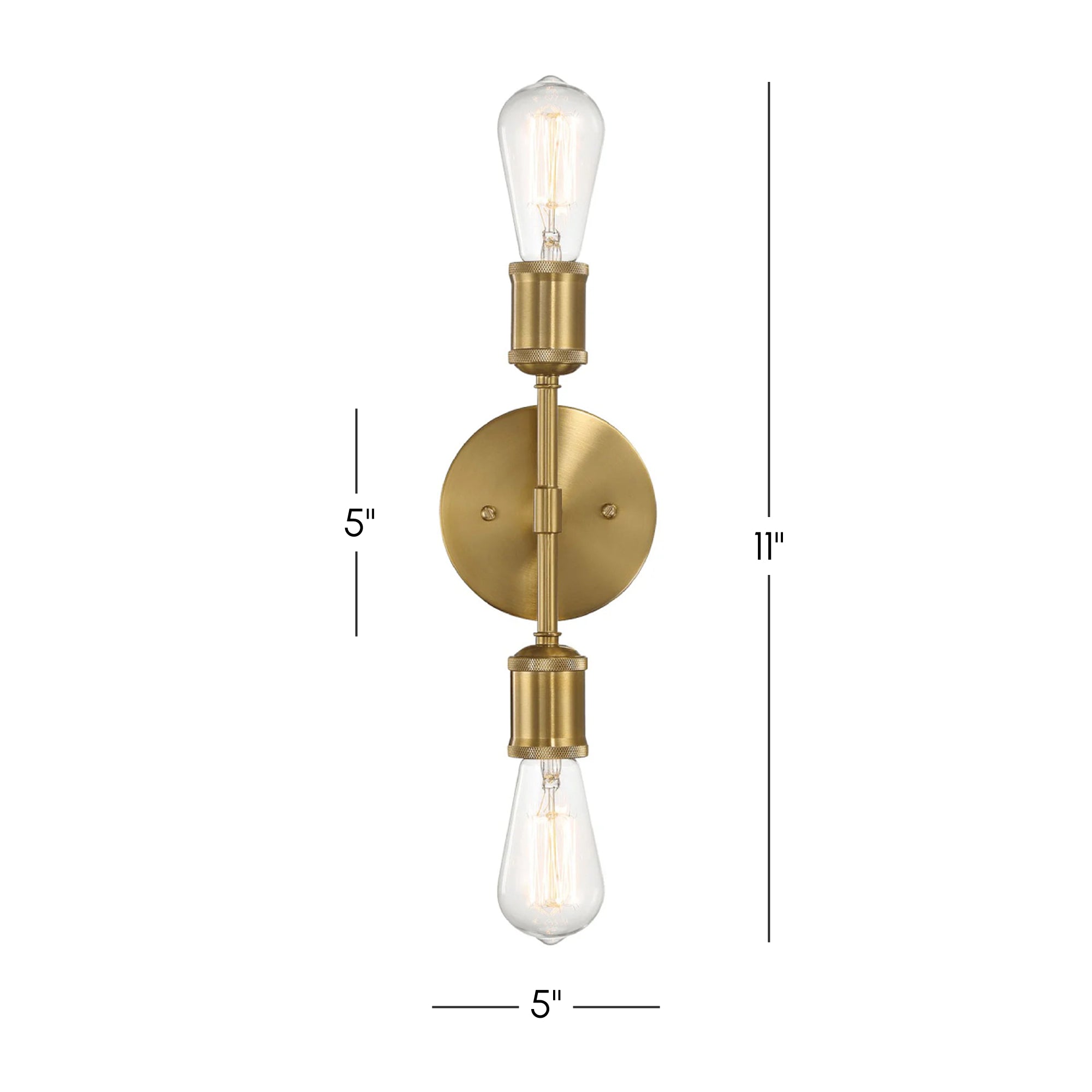 Elegant Double Lights Wall Sconce with Golden Accents, Clear Glass, Ideal for Bedroom, Hallway, Entryway, 5" L x 5" W x 11" H, Clear+Gold
