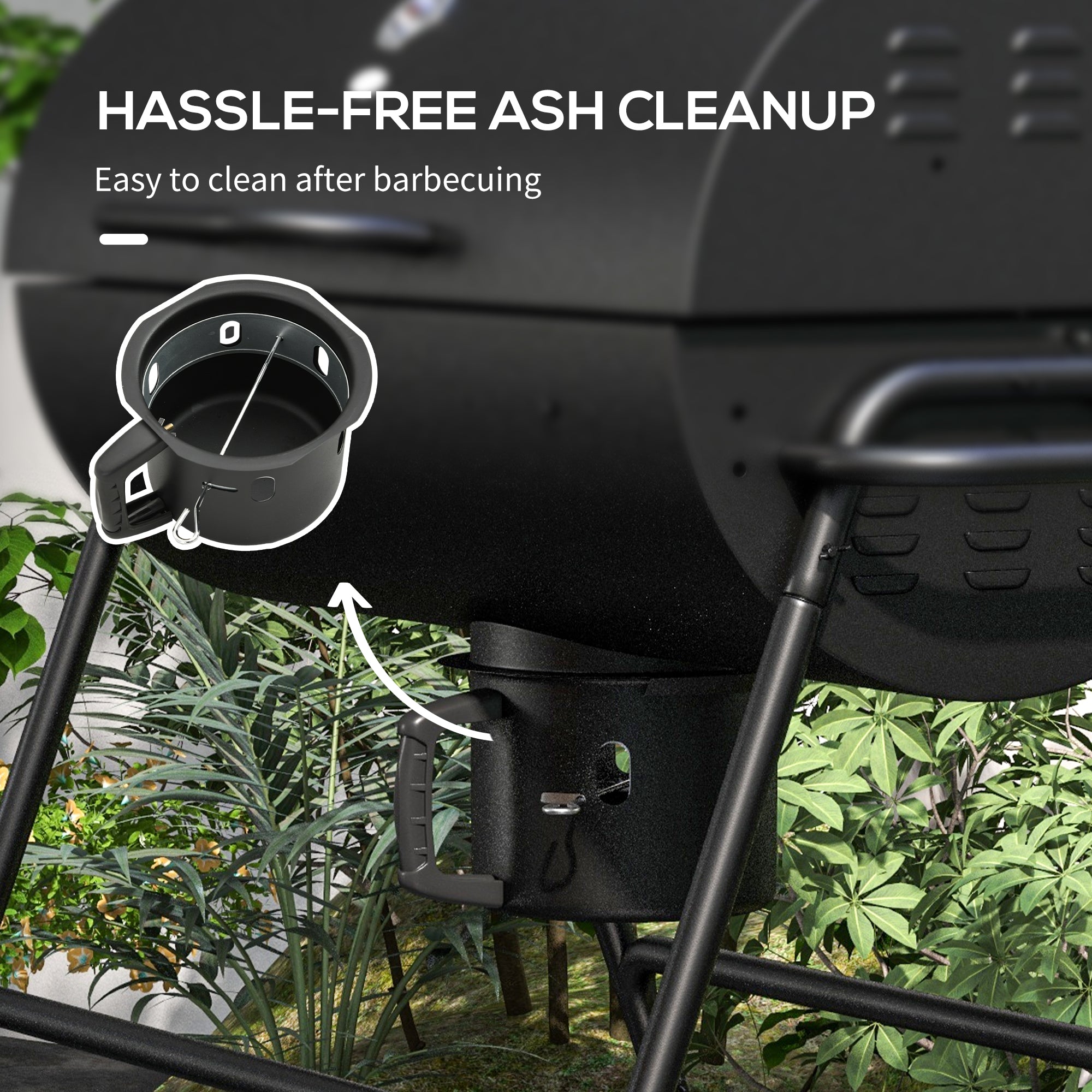 Barrel Charcoal BBQ Grill, Barbecue with 420 sq.in. Cooking Area, Wheels, Ash Catcher, Black