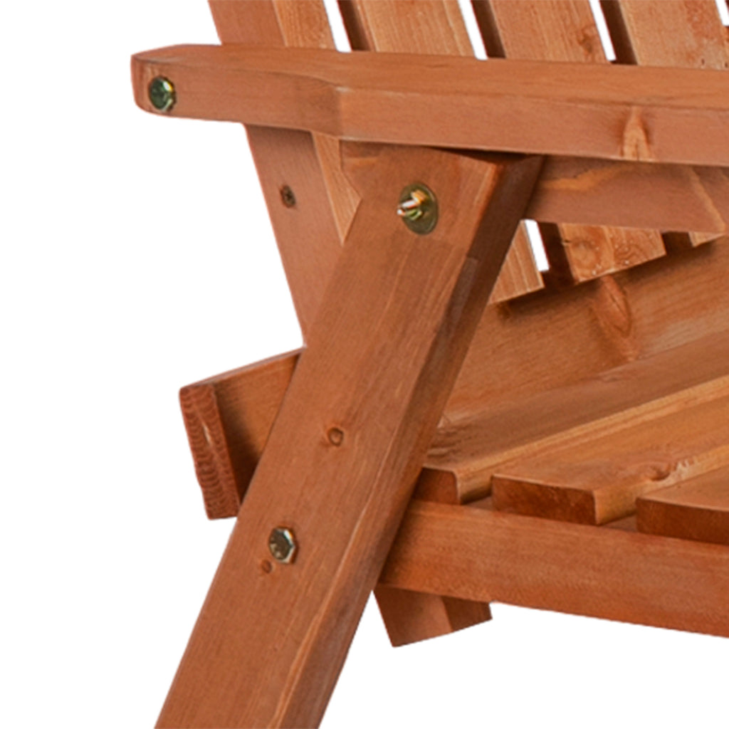 Patio Bench, Garden Bench with Middle Table and Umbrella Hole, Wooden Outdoor Bench for Patio, Porch, Poolside, Balcony, Orange