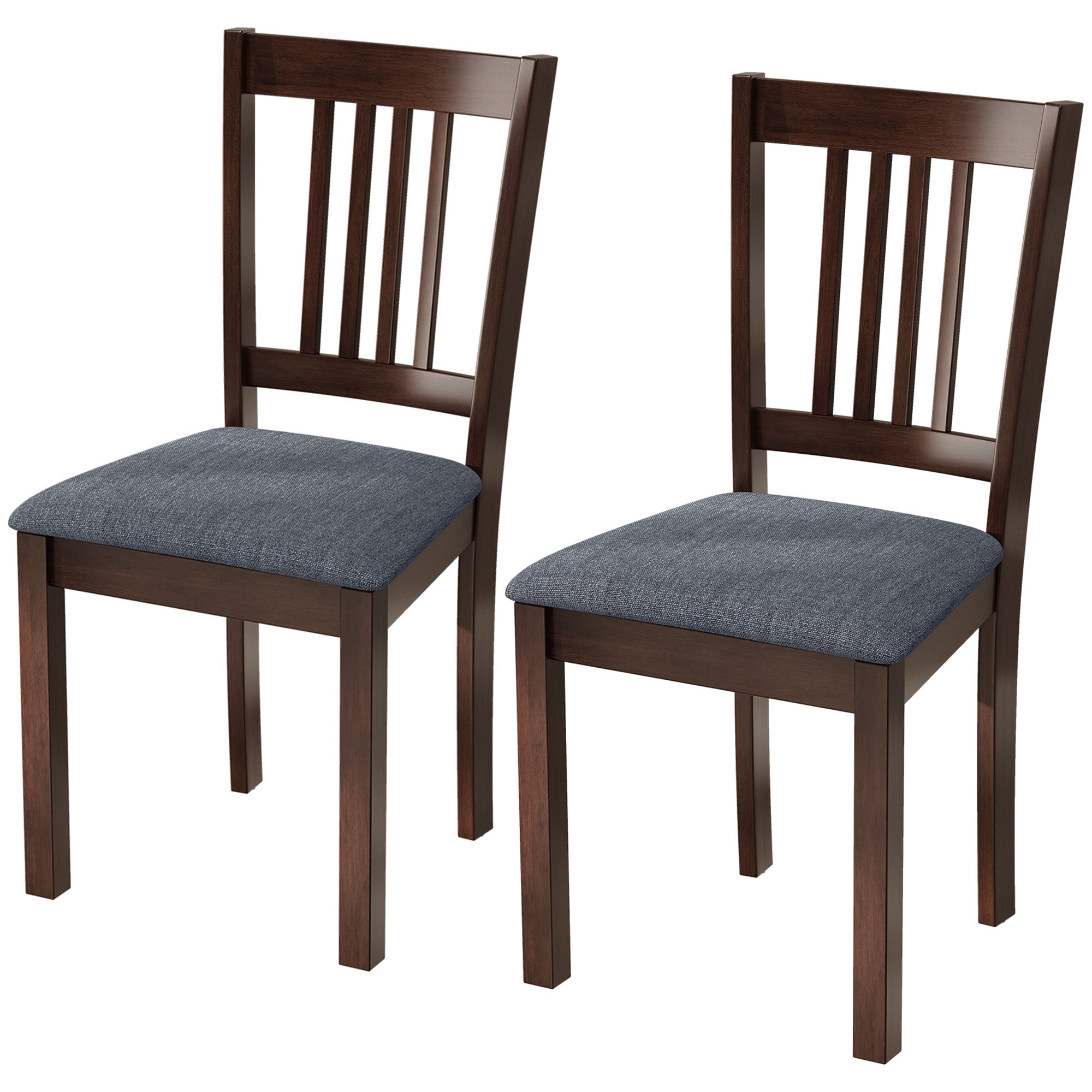 Dining Chairs Set of 2 Linen Upholstered Kitchen Chairs with Rubberwood Legs for Dining Room Living Room Espresso Gray