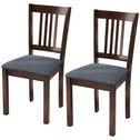 Dining Chairs Set of 2 Linen Upholstered Kitchen Chairs with Rubberwood Legs for Dining Room Living Room Espresso Gray