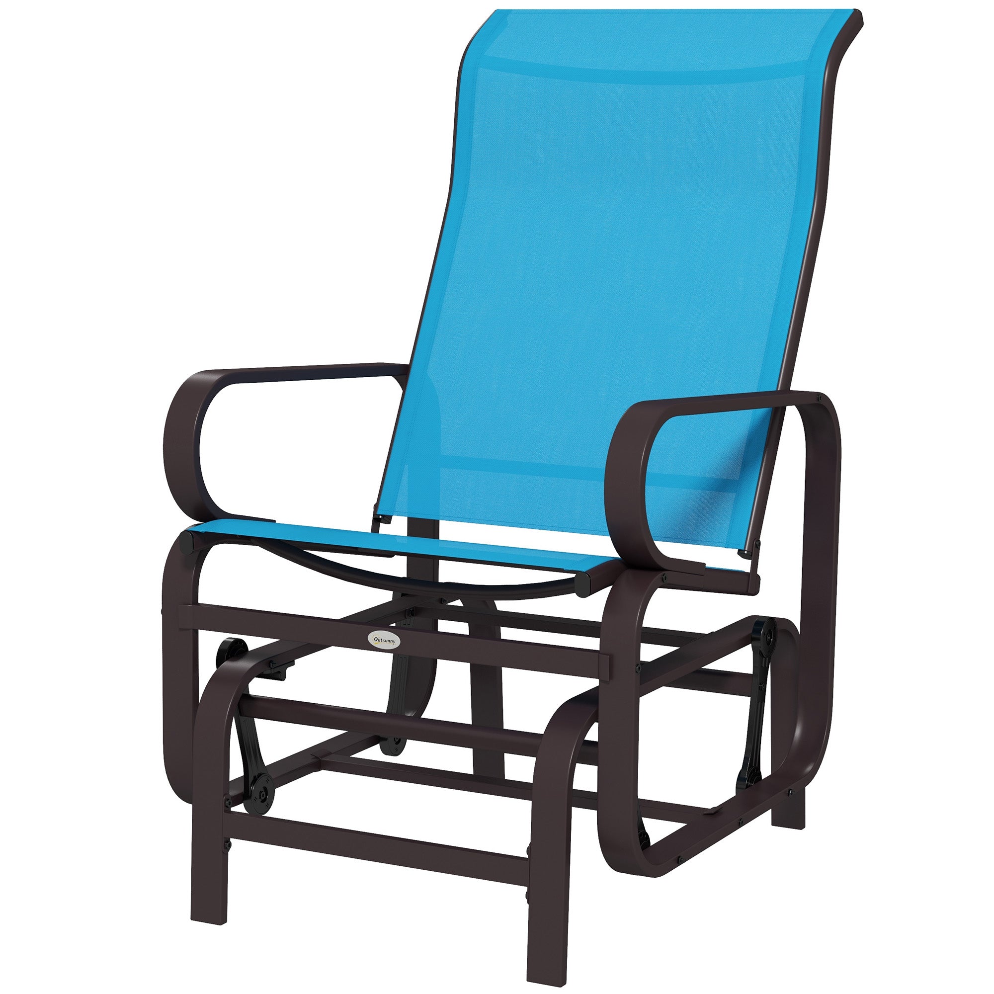 Gliding Lounger Chair, Single Rocker with Lightweight Metal & Mesh Construction, Blue
