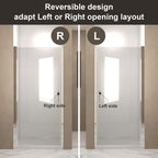 Pivot Shower Door with Safety Film and Tempered Glass, Bathroom Door with Stainless Steel Handle, 32" L x 0.5" W x 72" H, Brushed Nickel