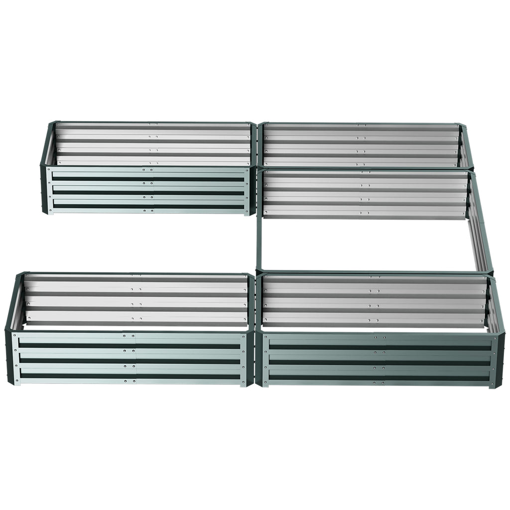 Steel Raised Garden Bed, Set of 5 Large Box Planters for Outdoor Plants Vegetables Flowers Herbs, 8x8x1ft, Green