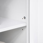 Kitchen Buffet Hutch Cabinet, Freestanding Kitchen Pantry Storage Cabinet Cupboard with Framed Glass Door, Drawer and Microwave Space, White