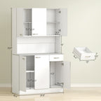 71" Kitchen Pantry Cabinet, Tall Storage Cabinet with Microwave Stand, Modern Kitchen Hutch with Countertop, 6 Doors, Storage Drawer, 3 Adjustable Shelves for Living Room, Dining Room, White