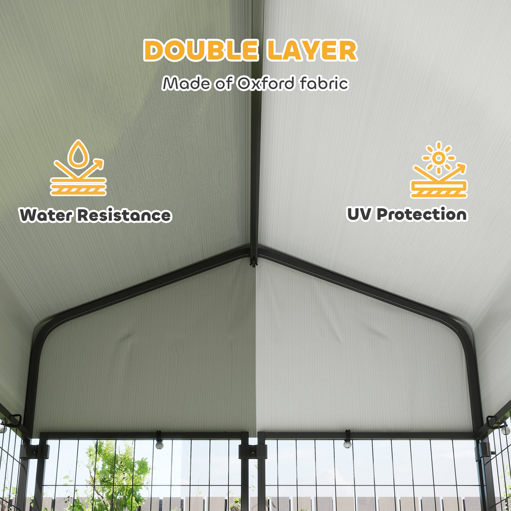 Outdoor Dog Kennel with Roof, 4' x 4' x 6' Heavy Duty Welded Wire Dog Playpen Enclosure with Escape-proof Lock