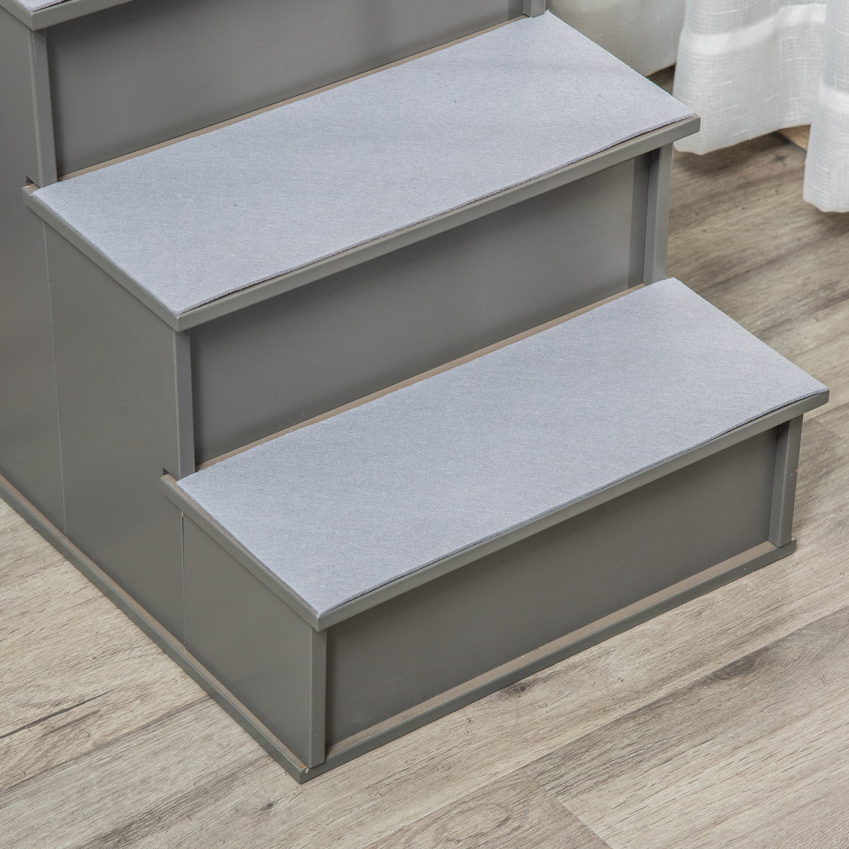 Pet Stairs, Small Dog Steps for Couch Bed with Cushioned Removable Covering, 15.75" x 23.25" x 21.25", Grey
