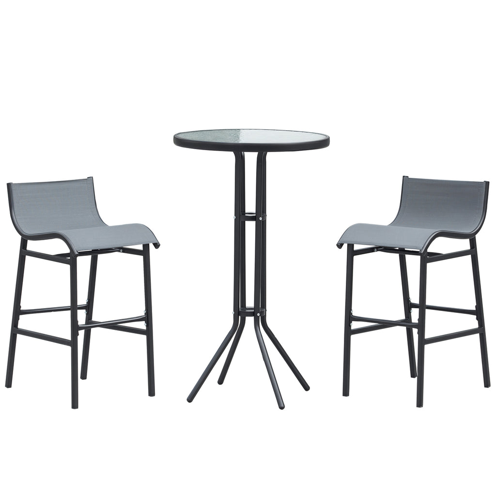 3 Piece Bar Height Outdoor Bistro Set for 2, Charcoal Gray