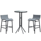 3 Piece Bar Height Outdoor Bistro Set for 2, Charcoal Gray