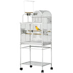 55" Large Parrot Cage with Toy Hooks Above Top Bird Perch, Tray, Food Cups, Rolling Stand, Bird Cage for Cockatiels, Parakeets, Lovebirds