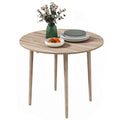 Folding Dining Table, Round Drop Leaf Kitchen Table for Small Spaces with Wood Legs, Oak Color
