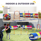 Dog Agility Training Equipment, 12-Piece Dog Obstacle Course with Adjustable Hurdle & Ring, 4 Tunnels, Weave Poles