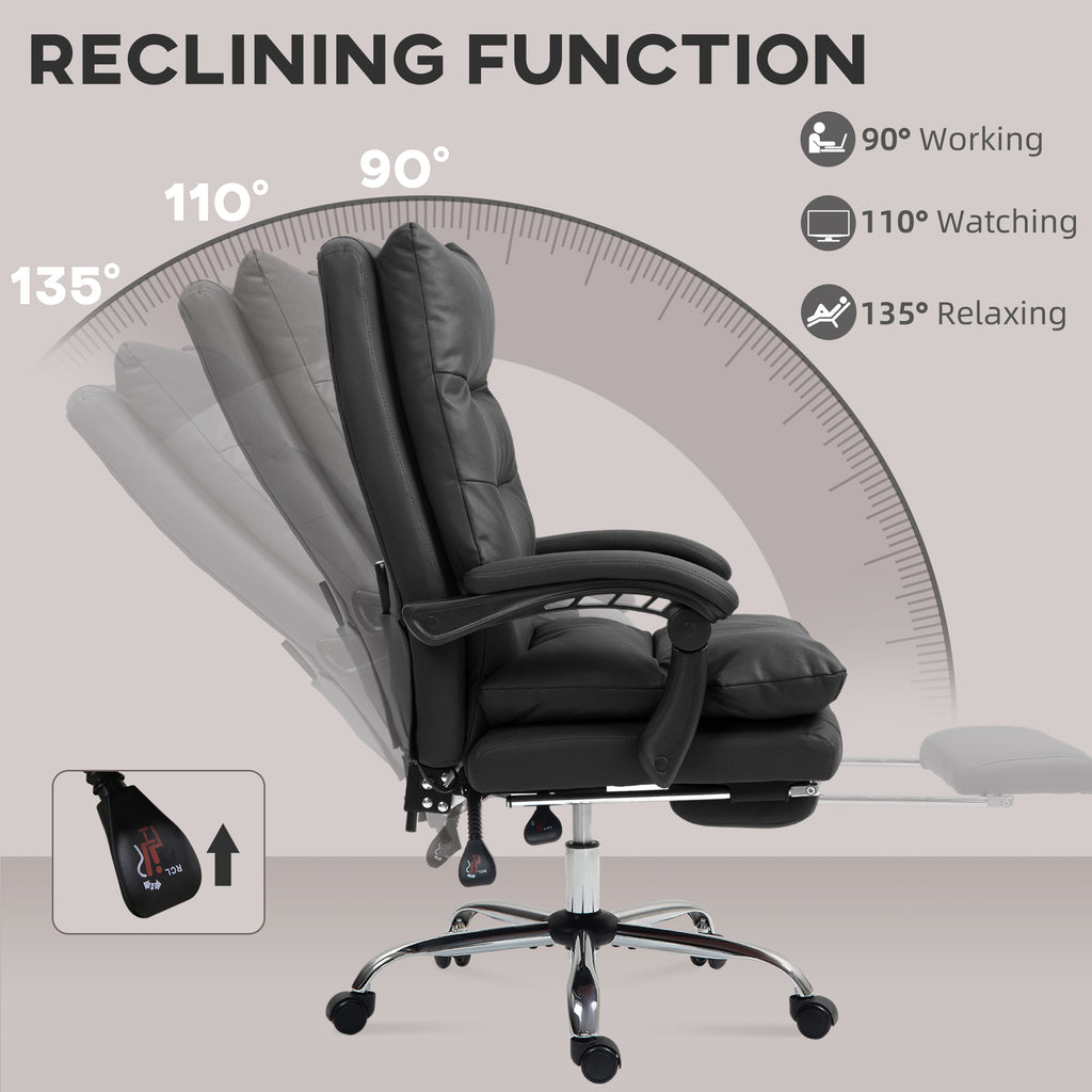 Massage Office Chair with Heat Function, Computer Desk Chair with Footrest Swivel Wheels, Black