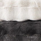Luxurious Faux Fur Throw Blanket with Crystal Velvet Reverse, Basketweave Texture, Perfect for Any Decor, 60" L x 50" W x 0.25" H, Gray