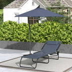 Folding Chaise Lounge Pool Chair with 4-Position Reclining Back, Breathable Mesh & Bungee Seat, Gray