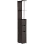54" Tall Bathroom Storage Cabinet, Freestanding Linen Tower with 2-Tier Shelf and Drawers, Narrow Side Floor Organizer, Brown