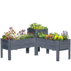Raised Garden Bed Set of 3, Wooden Elevated Planter Box with Legs and Bed Liner, for Backyard and Patio to Grow Vegetables, Herbs, and Flowers, Gray