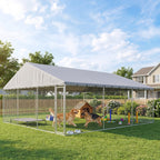 Heavy Duty Outdoor Dog Kennel with Waterproof Roof, 2 Secure Latches, Chain Link Dog Run for Backyard, 20' x 15' x 8'