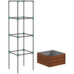 Galvanized Planter Box, 24" x 24" x 73.5" Raised Garden Bed with Tomato Cage for Climbing Vines, Brown