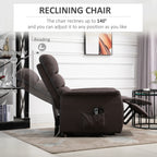 Power Lift Assist Recliner Chair for Elderly with Remote Control, Linen Fabric Upholstery, Brown