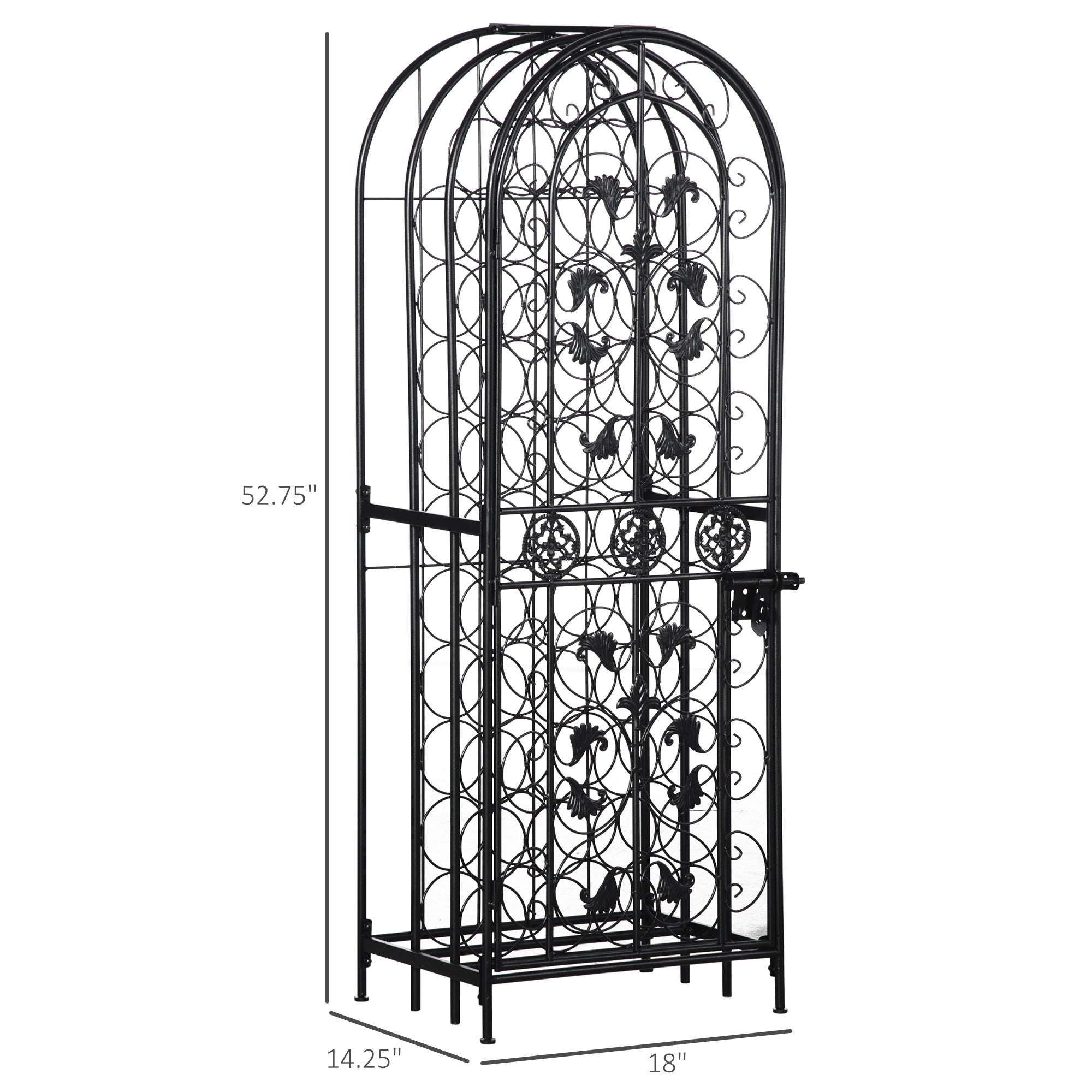 45-Bottle Modern Wine Organizer Decorative Portable Wrought Iron Wine Rack Jail
