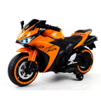 12V Kids Electric Ride-On Motorcycle with Training Wheels and Headlight, Motorbike with MP3 and Light-Up Wheels, 46" L x 20" W x 26" H, Orange