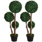 35.5" Artificial Plant for Home Decor Indoor & Outdoor Fake Plants Artificial Tree in Pot, Ball Boxwood Topiary Tree for Home Office, Living Room Decor, Set of 2, Green