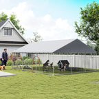 Heavy Duty Outdoor Dog Kennel with Waterproof Roof, 2 Secure Latches, Chain Link Dog Run for Backyard, 20' x 15' x 8'