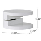 Modern Rotating Coffee Table with 2 Circular Swivel Levels, High Gloss Finish, 23.6" x 23.6" x 13", White