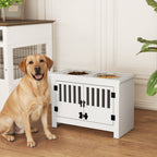 Dog Food Storage Cabinet with Bowls & Dog Feeding Station, White
