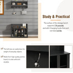 Shoe Cabinet Storage with Shelves and 4 Hooks, Elegant Hall Tree with Wall Mounted Coat Rack, Entryway Organizer for Hallway, Mudroom, Black