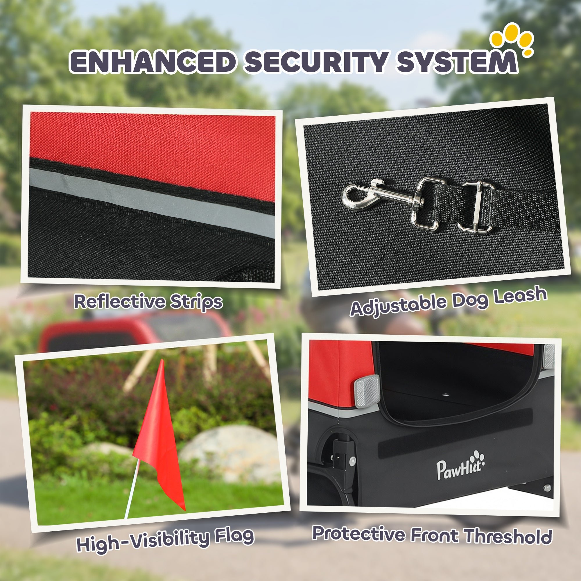Dog Bike Trailer for Small & Medium Dogs, Universal Bicycle Coupler, Flip-Down Ramp Tailgate, Red