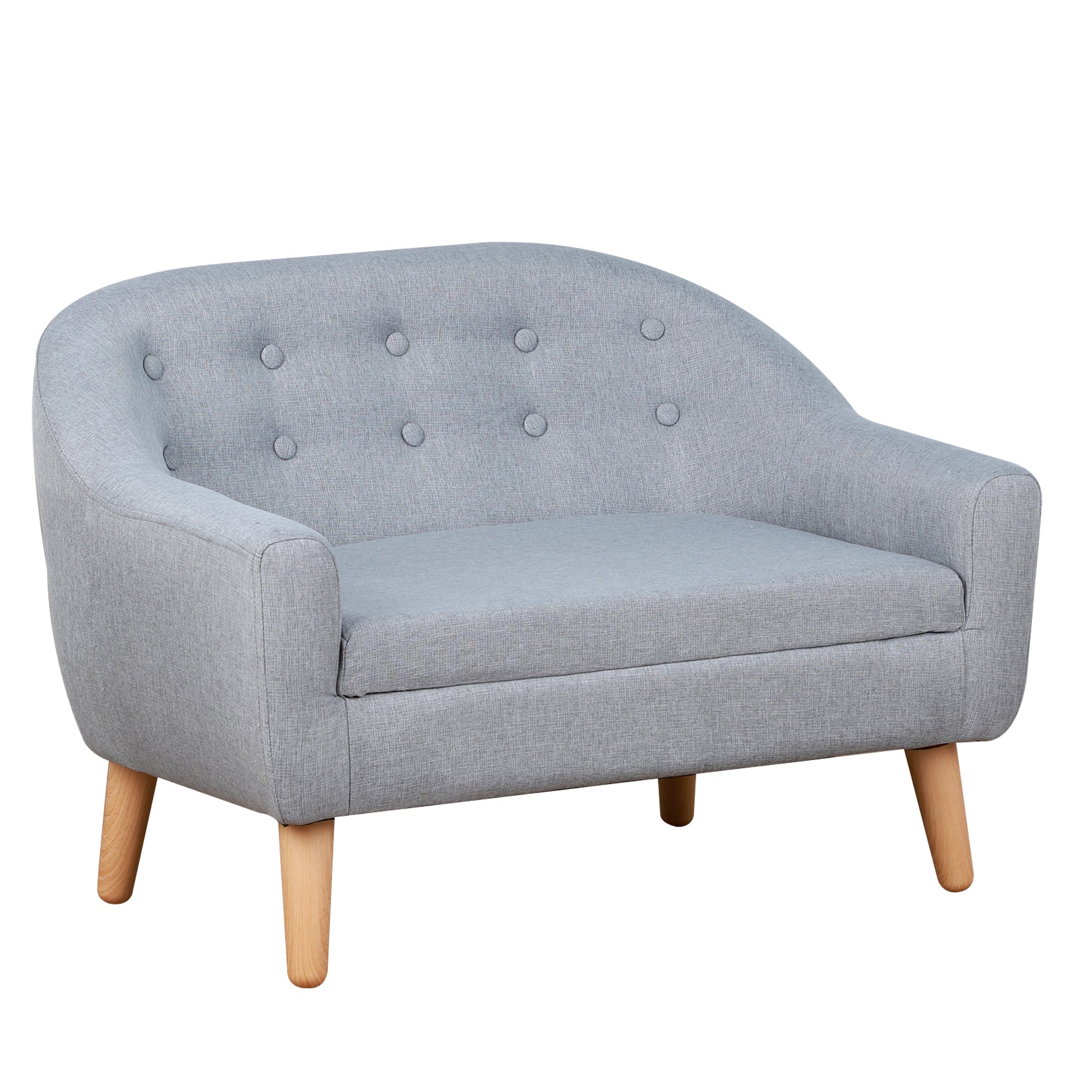 2-Seat Kids Sofa, Toddler Sofa Couch, Linen-Like Fabric & Wood Frame Sofa Chair for Ages 3-7, 11" High Seat, Gray