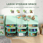 3 Tier Kids Storage Organizer with 9 Drawers for Bedroom, Nursery, Kindergarten, Living Room, Boys and Girls, Green